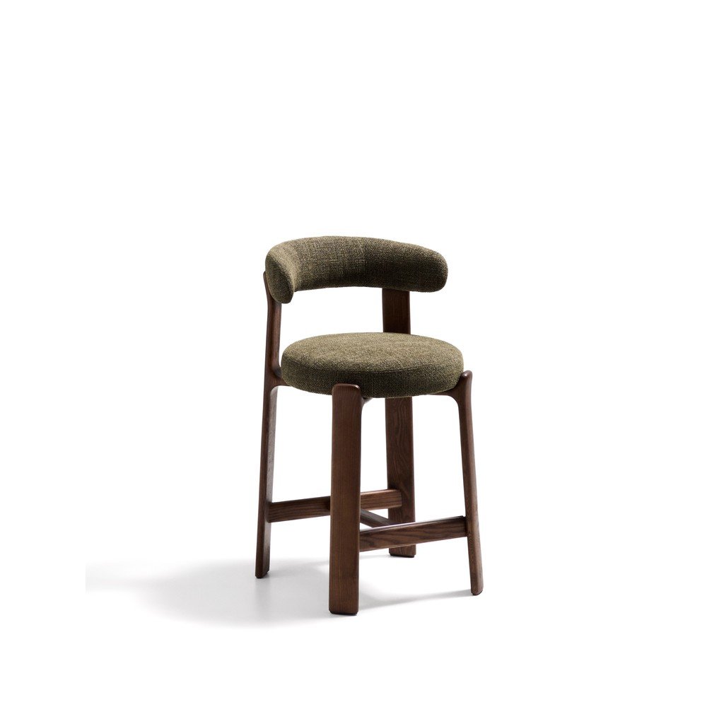 Zelená/v tmavo prírodnej farbe barová stolička z jaseňového dreva (výška sedadla 65 cm) Granite – Kave Home