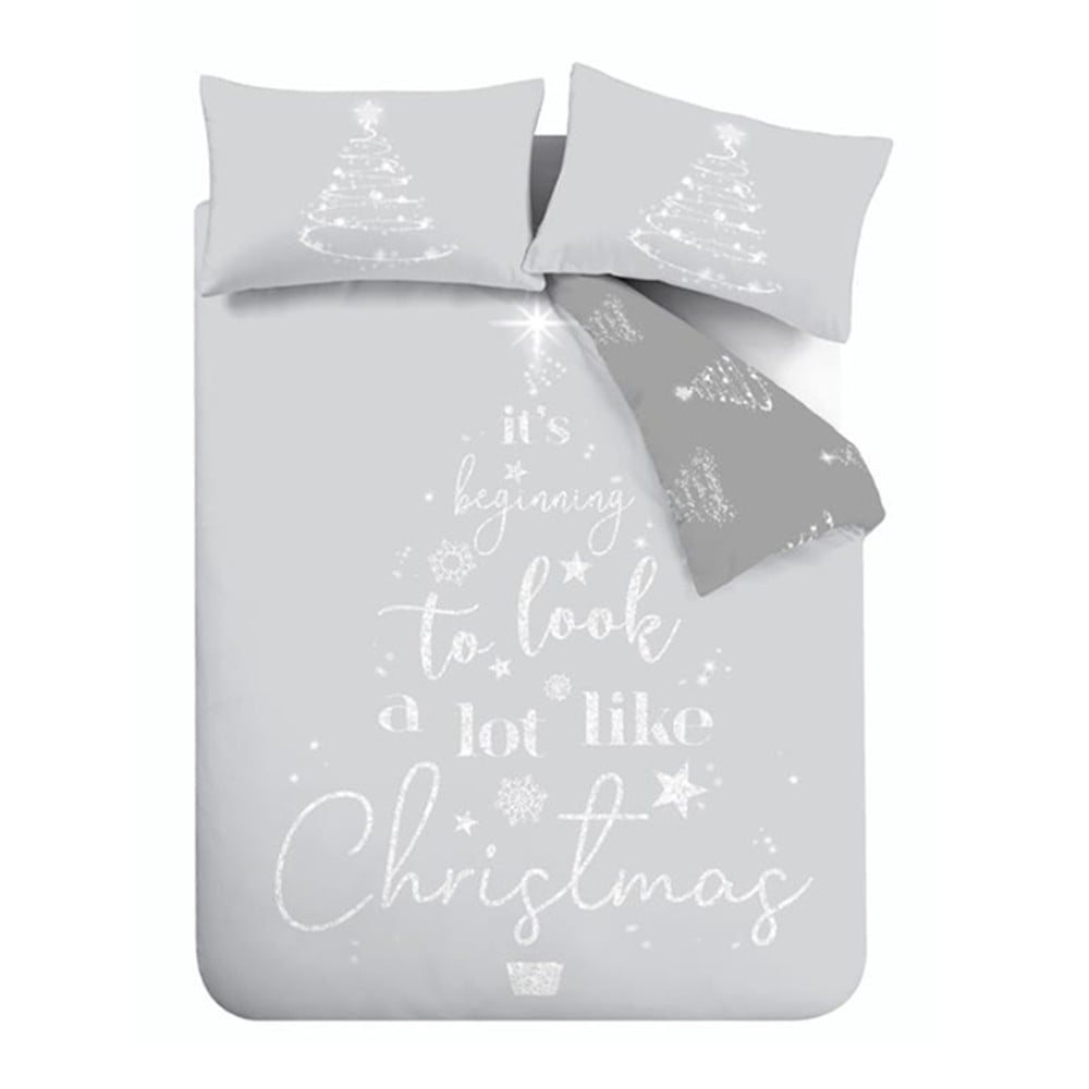 Sivé obliečky na jednolôžko 135x200 cm A Lot Like Christmas – Catherine Lansfield