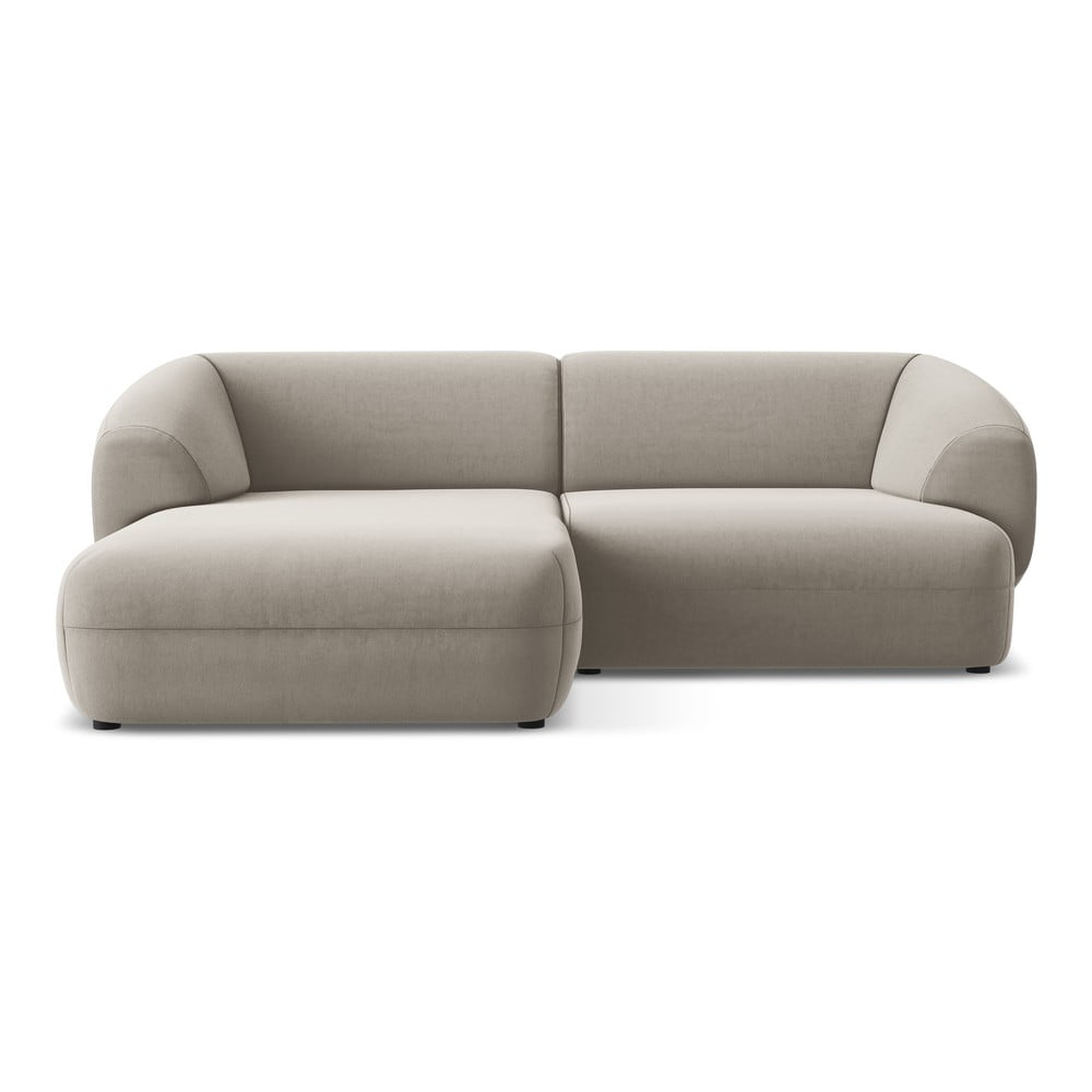 Béžová zamatová rohová pohovka (ľavý roh) Moana – Makamii