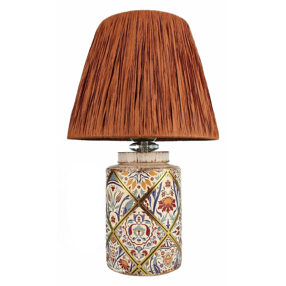 Stolová lampa v terakotovej farbe s tienidlom z papierového výpletu (výška  40 cm) Alev – Opviq lights