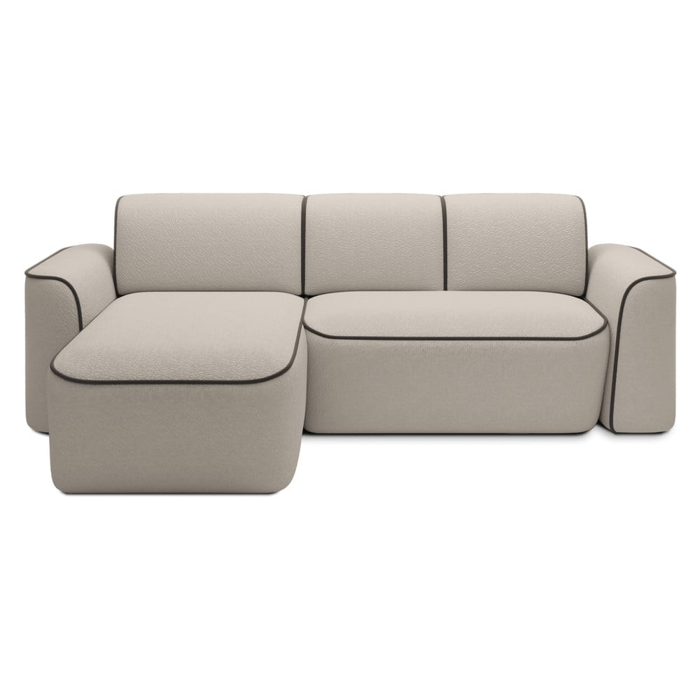 Béžová rohová pohovka z textílie buklé (ľavý roh/s leňoškou) Ume – ELTAP