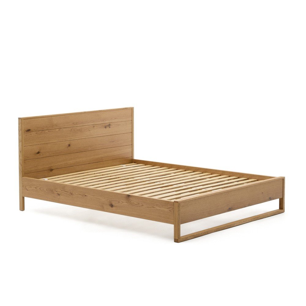 Dvojlôžková posteľ z dubového dreva s roštom 160x200 cm v prírodnej farbe Alguema – Kave Home