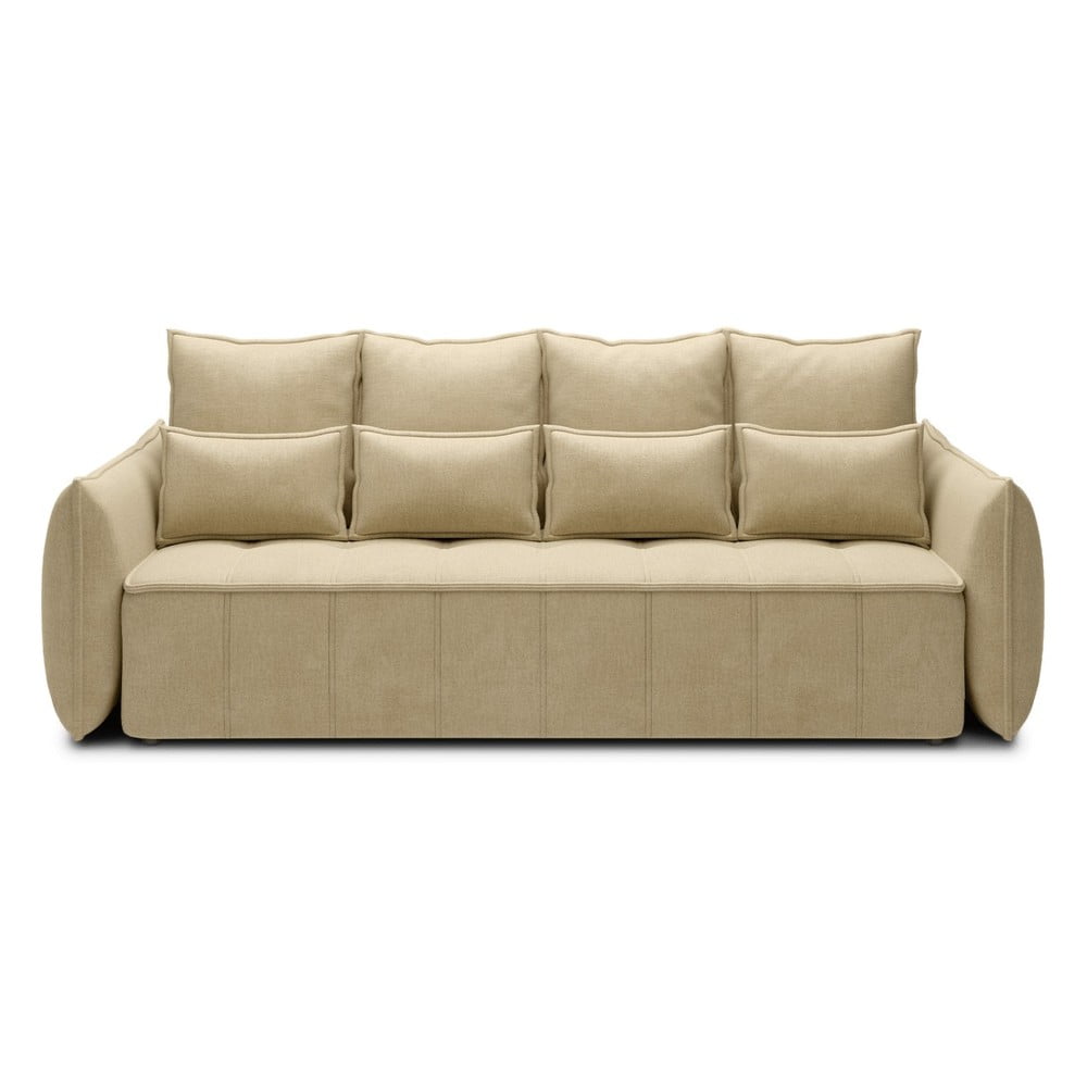 Béžová zamatová rozkladacia/s úložným priestorom pohovka 242 cm Weltton – ELTAP