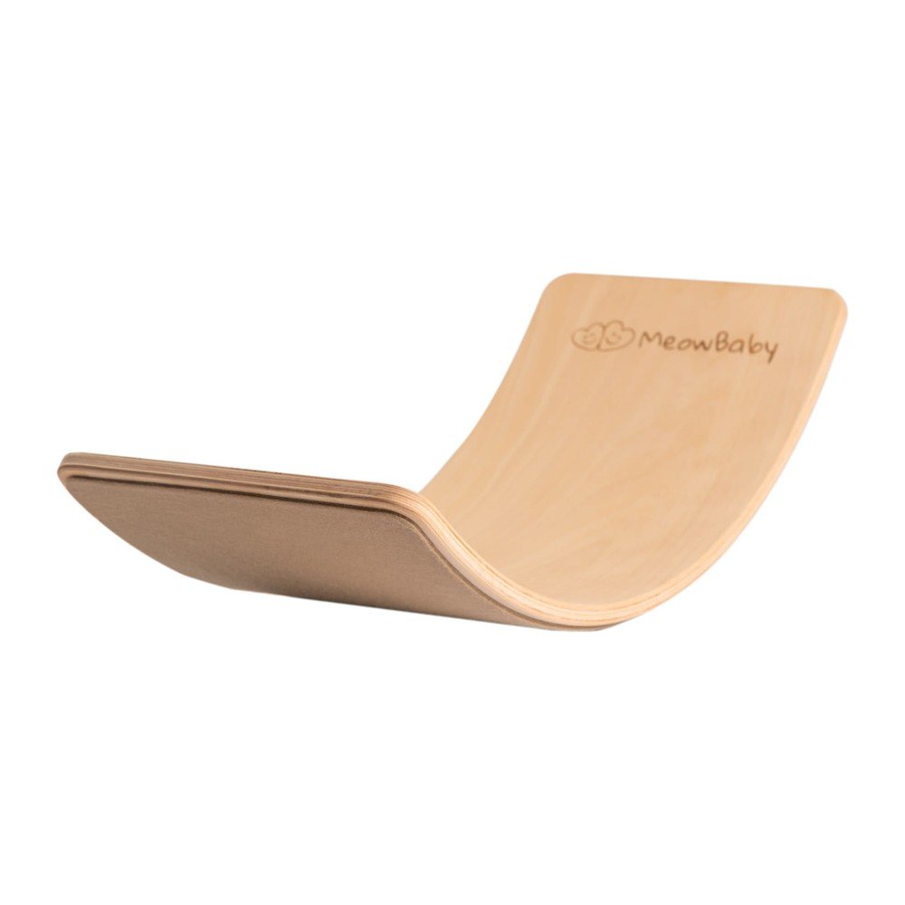 Béžová/v prírodnej farbe balančná doska z borovicového dreva 80x30x18 cm Montessori – Meowbaby