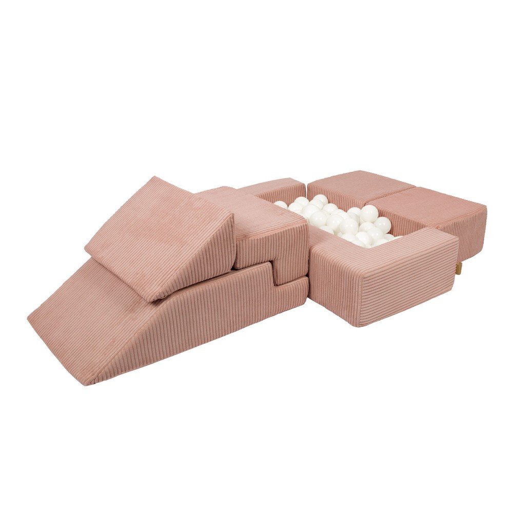 Ružové menčestrové penové ihrisko 100x35x40 cm Montessori – Meowbaby