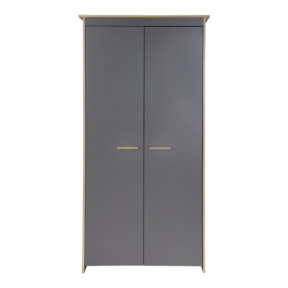 Detská šatníková skriňa v antracitovej a prírodnej farbe v dekore duba 50x190x96 cm Anna – Roba