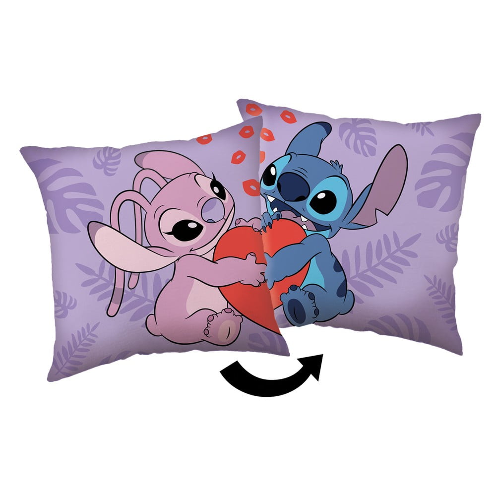 Fleecový detský vankúšik 40x40 cm Lilo and Stitch "Kiss" – Jerry Fabrics