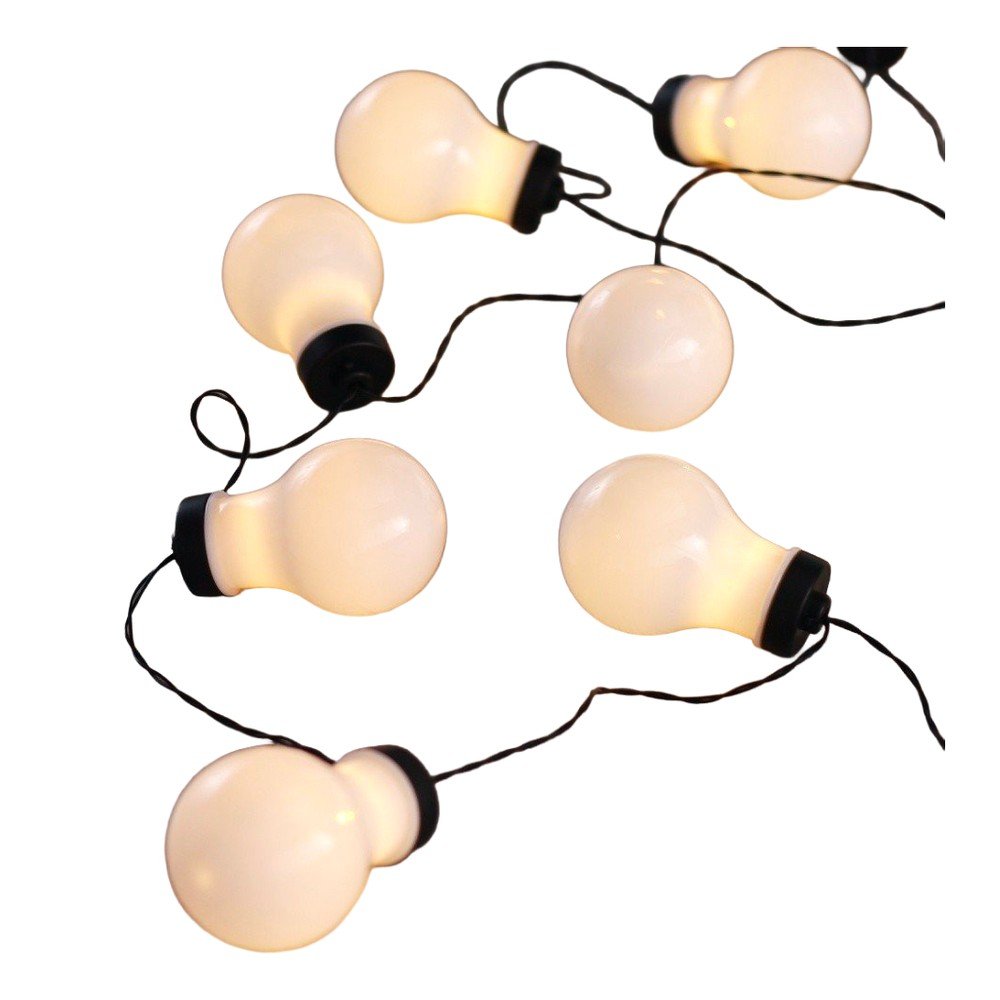 Čierna LED svetelná reťaz v tvare žiaroviek DecoKing Bulb