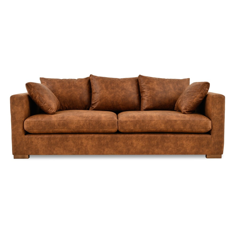 Koňakovohnedá pohovka z imitácie kože 225 cm Hamburg – Scandic