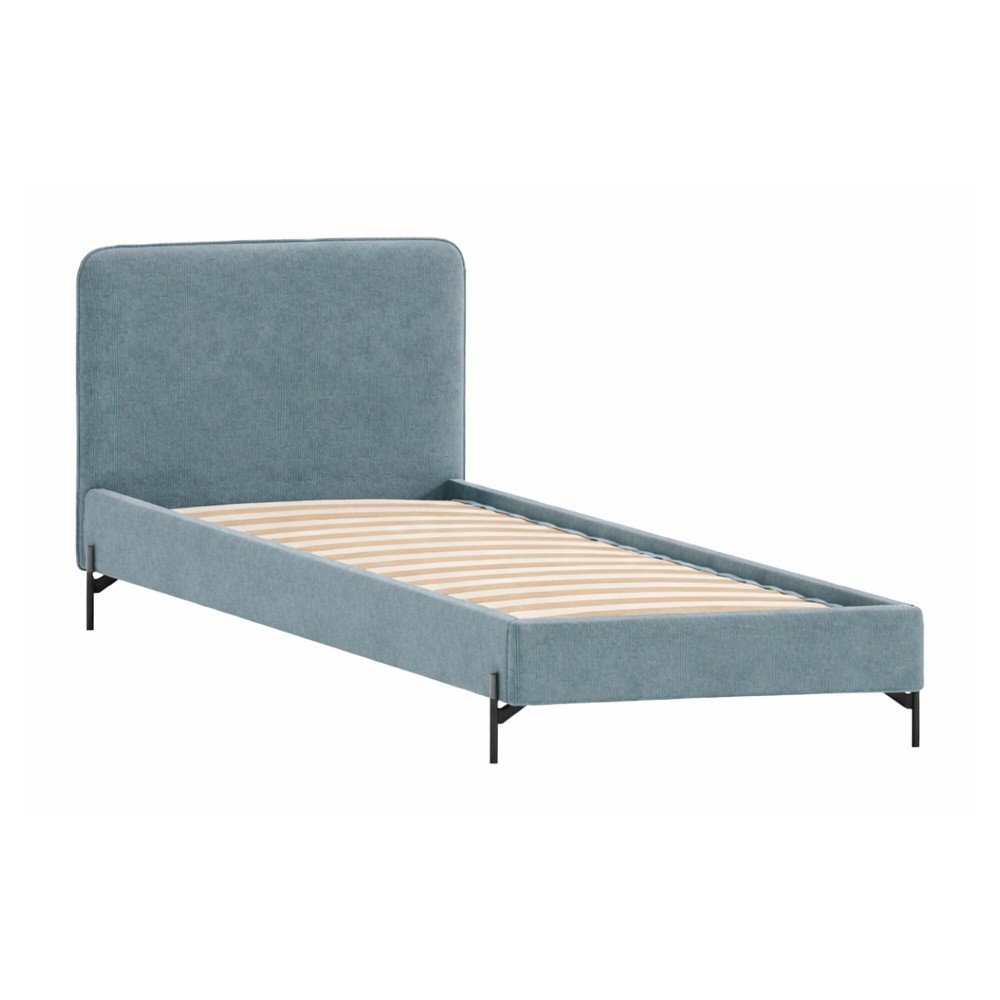 Svetlomodrá čalúnená jednolôžková posteľ s roštom 90x200 cm Barker – Ropez