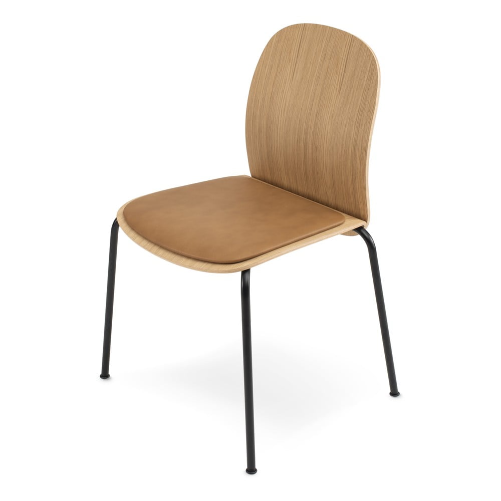 Koňakovohnedé/v prírodnej farbe stohovateľné jedálenské stoličky v súprave 2 ks v dekore duba Book – Gazzda