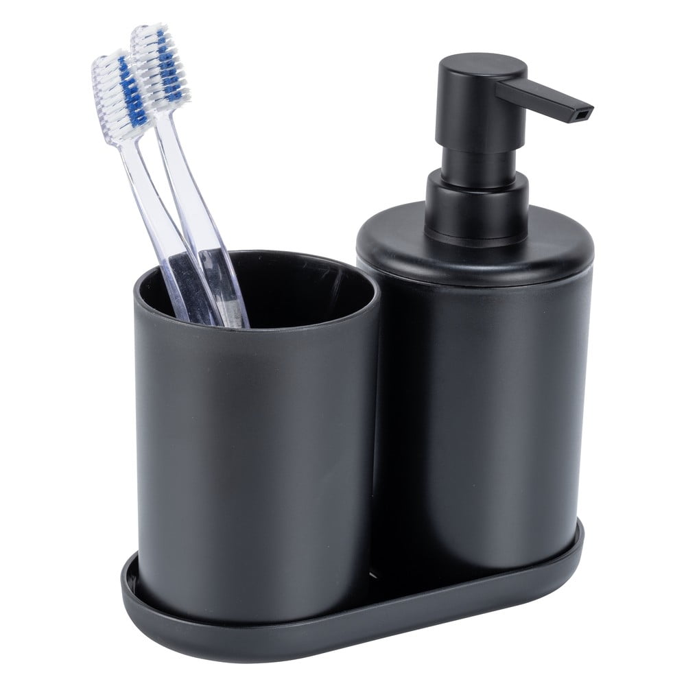 Čierna plastová súprava doplnkov do kúpeľne Fano – Allstar