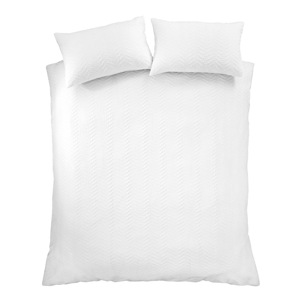 Biele krepové obliečky na jednolôžko 135x200 cm Heatset Wave – Catherine Lansfield