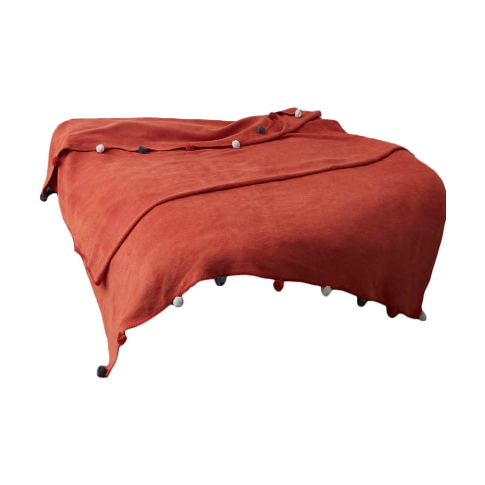 Fleecový pléd v tehlovej farbe 200x220 cm Pom Pom – Mijolnir