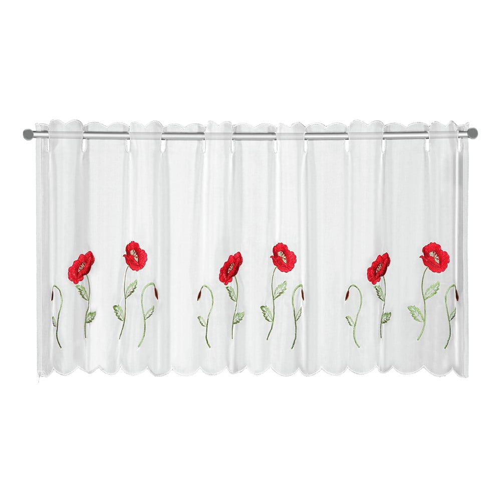 Biela záclona 155x45 cm Poppies – Sehlbach