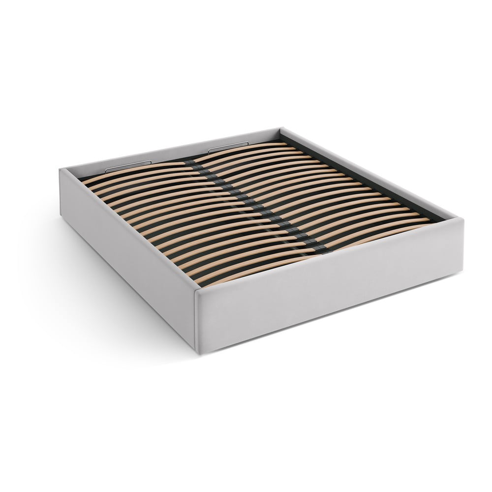 Svetlosivá čalúnená dvojlôžková posteľ s úložným priestorom/bez čela s roštom 140x200 cm Susan – Micadoni