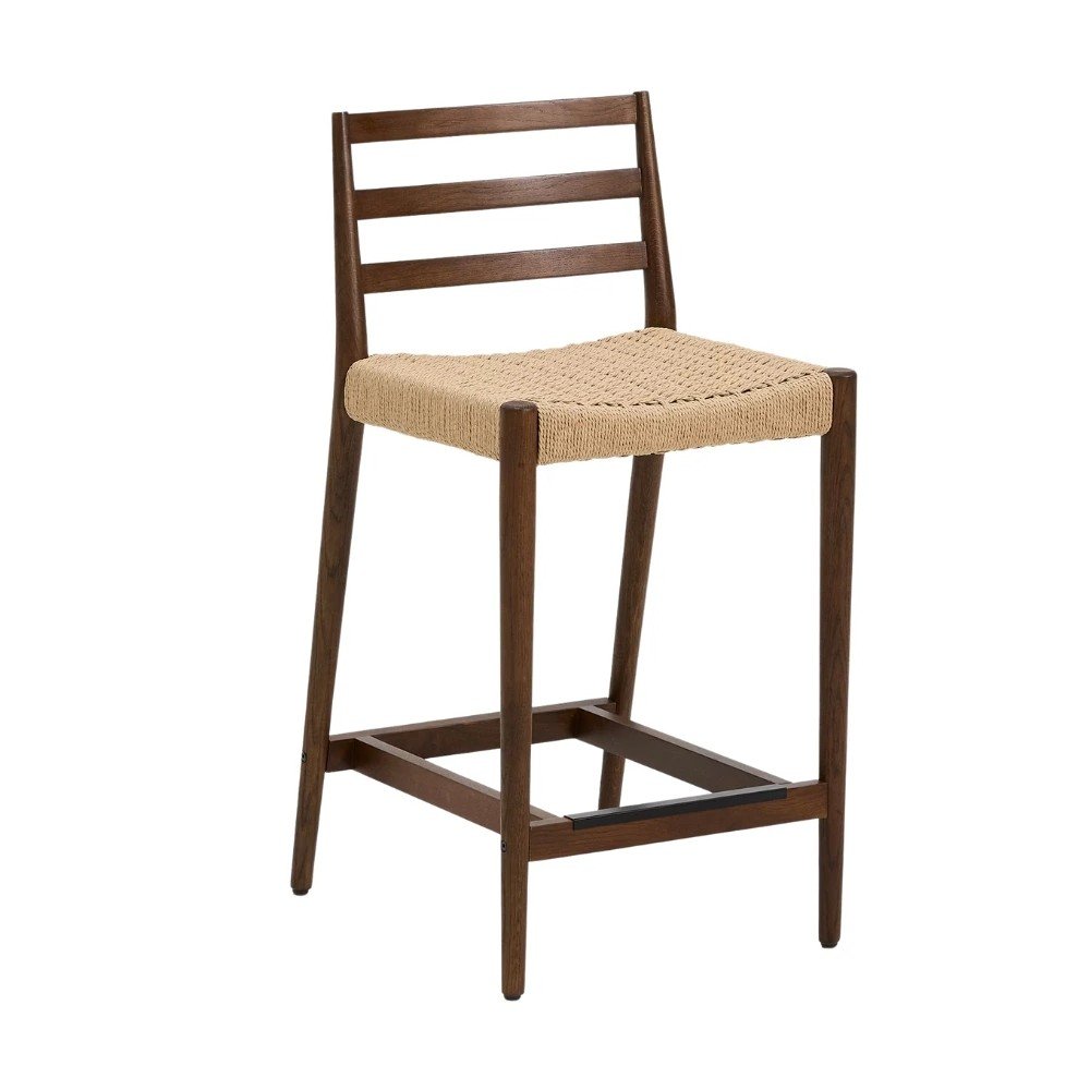 Hnedá/v prírodnej farbe barová stolička z dubového dreva (výška sedadla 65 cm) Analy – Kave Home