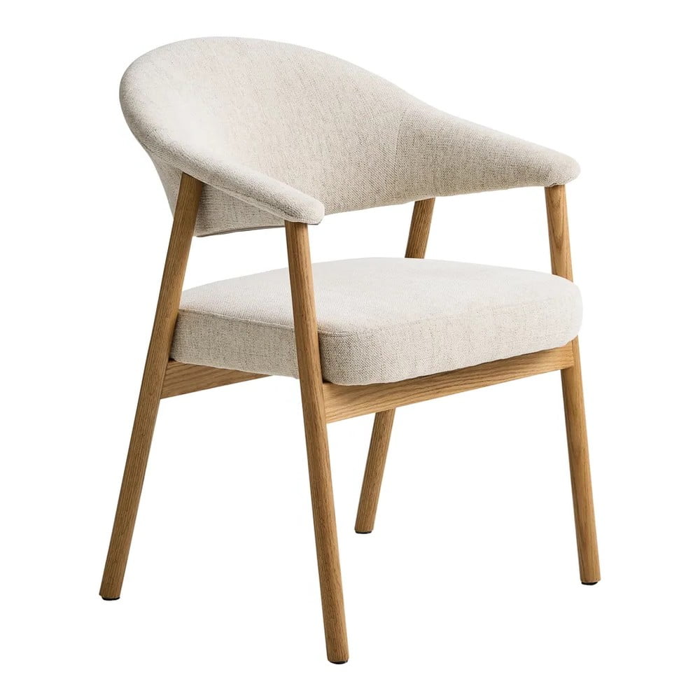 Krémovobiele jedálenské kreslá v súprave s podrúčkami 2 ks z dubového dreva Elk – Unique Furniture