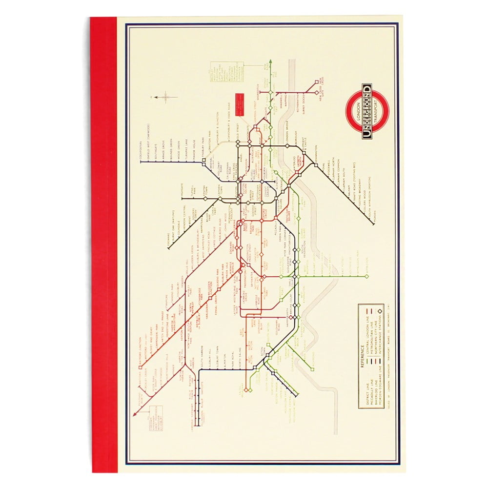 Zápisník 60 str. formát A5 Heritage Tube Map – Rex London