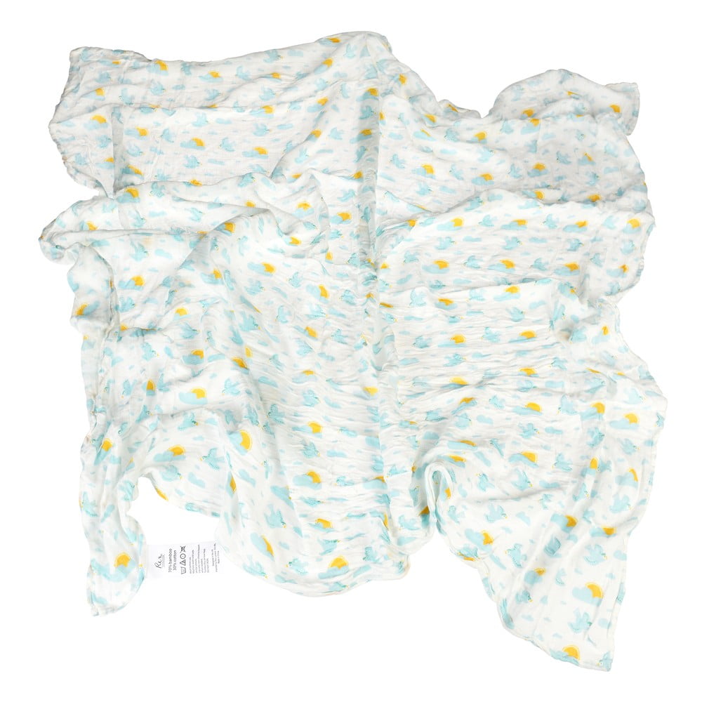 Biela/modrá mušelínová zavinovacia detská deka 120x120 cm Skylark – Rex London