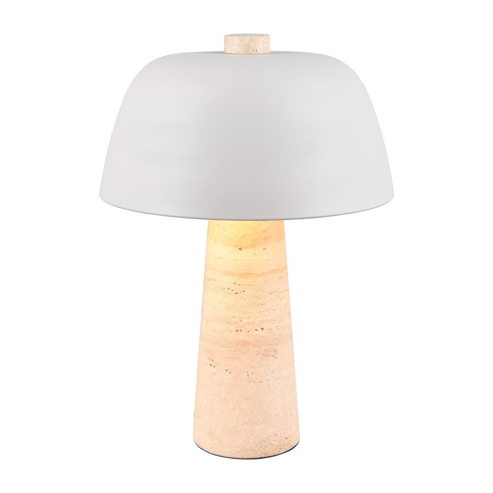 Biela/béžová stolová lampa s kovovým tienidlom (výška  41 cm) Timba – Trio Select