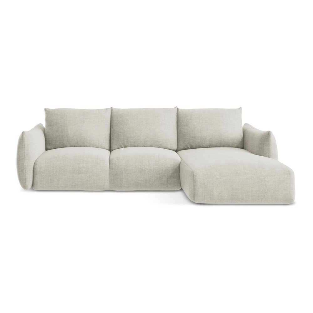 Béžová rozkladacia rohová pohovka (pravý roh/s leňoškou) Leila – Makamii