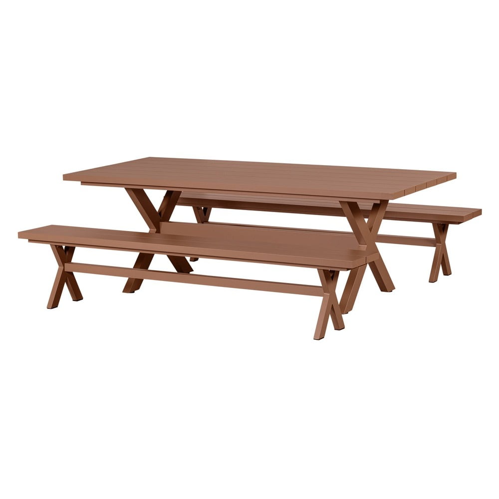 Hnedá kovová záhradná lavica Delta – Exotan