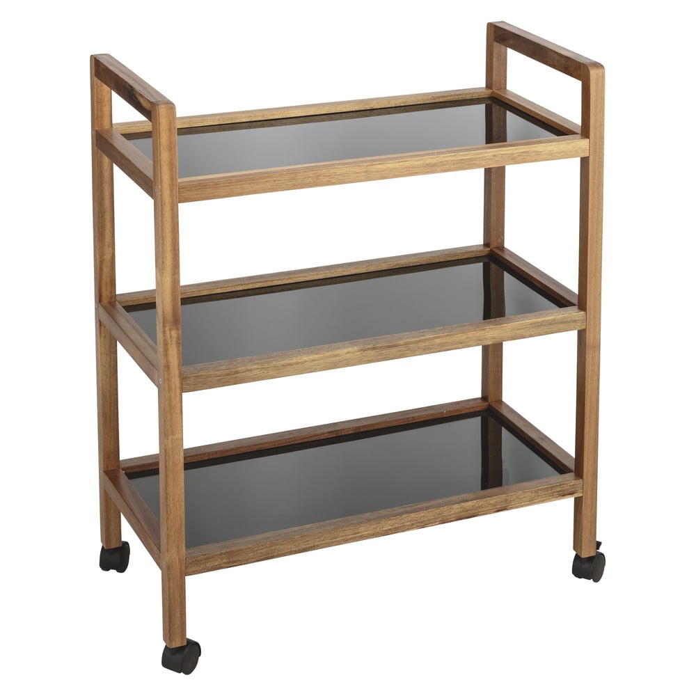 Čierny/v prírodnej farbe kúpeľňový regál z masívu akácie 65x76