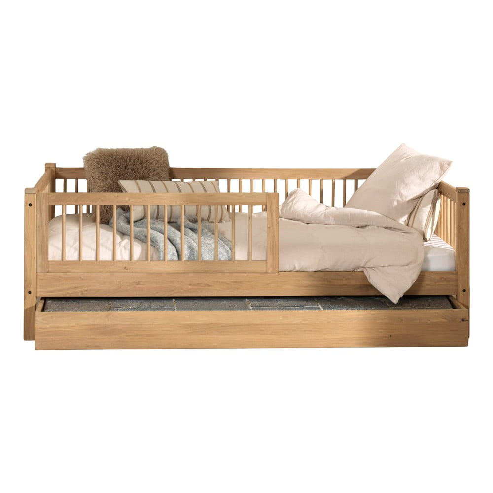 Detská posteľ z dubového dreva s výsuvným lôžkom s roštom v prírodnej farbe 90x200 cm Forrest – Vipack