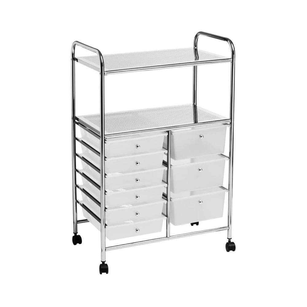 Plastový pojazdný regál v bielo-striebornej farbe 64x97 cm – Premier Housewares