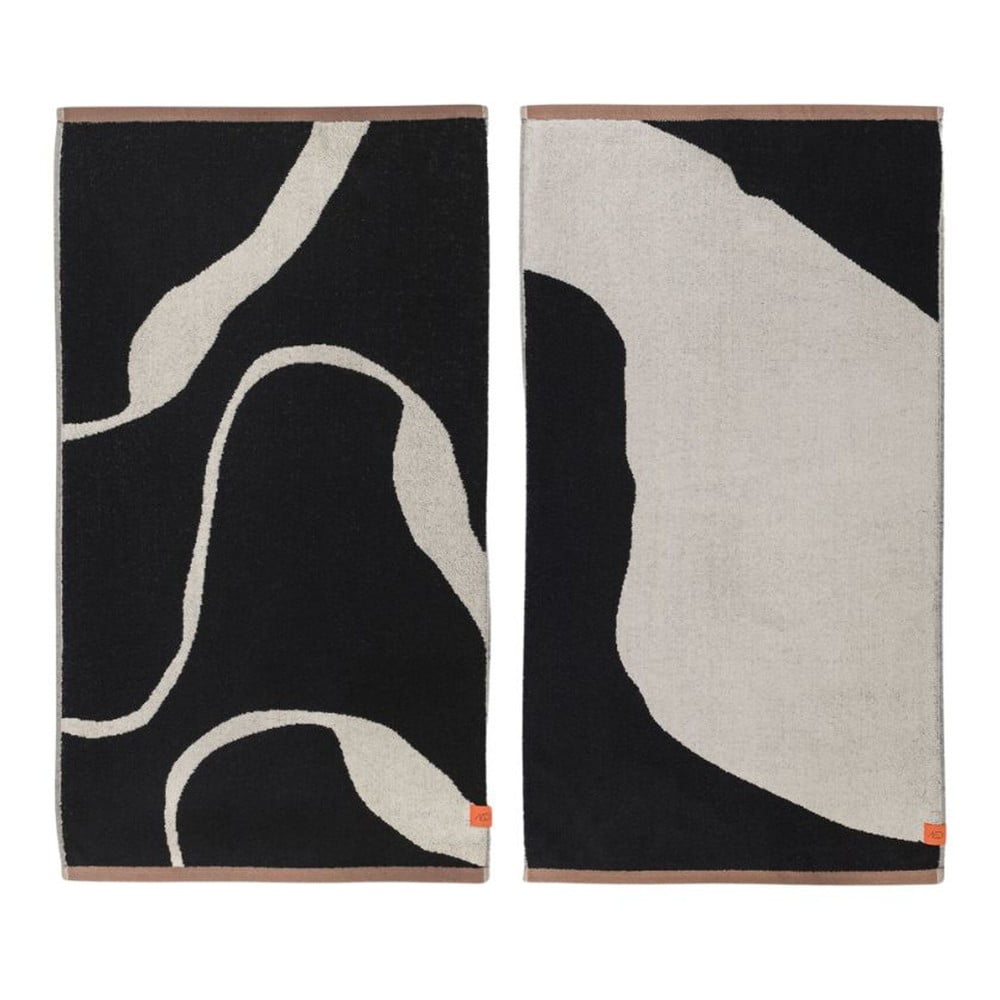 Čiernobiele uteráky v súprave 2 ks z Bio bavlny 50x90 cm Nova Arte – Mette Ditmer Denmark