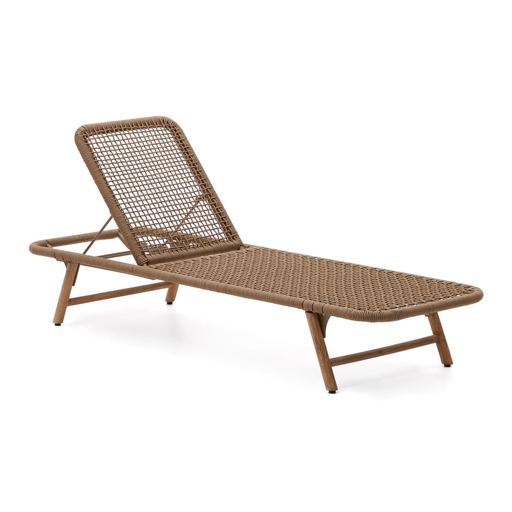 Hnedé drevené/kovové záhradné ležadlo Dandara – Kave Home