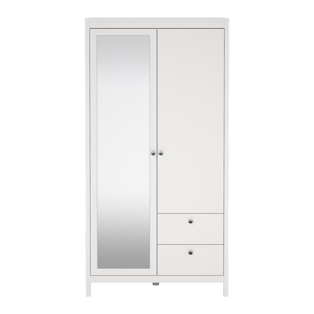 Biela šatníková skriňa so zrkadlom 102x199x58 cm Madrid – Tvilum