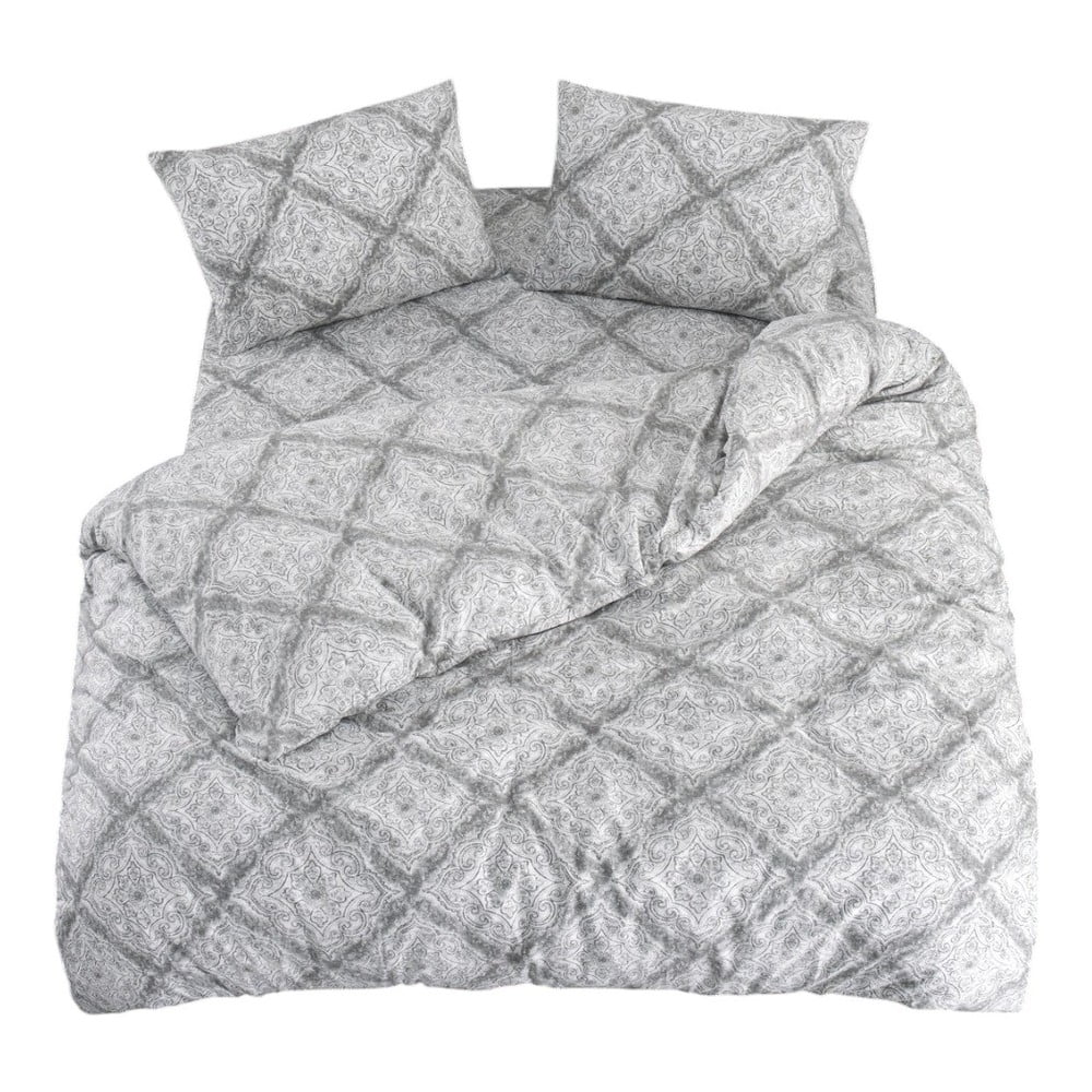 Sivé obliečky na dvojlôžko/predĺžené s plachtou/4-dielne 200x220 cm Geometric – Mila Home