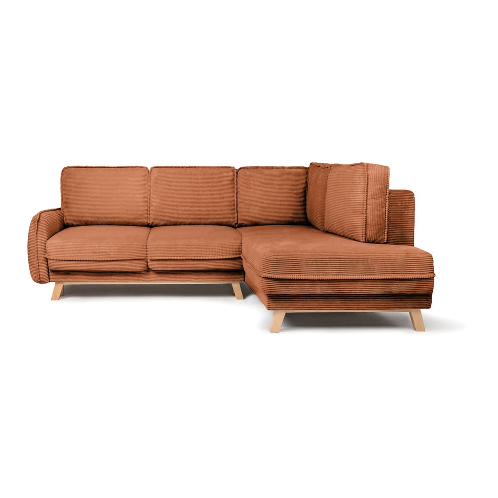 Oranžová menčestrová rozkladacia rohová pohovka Tori – Bonami Selection