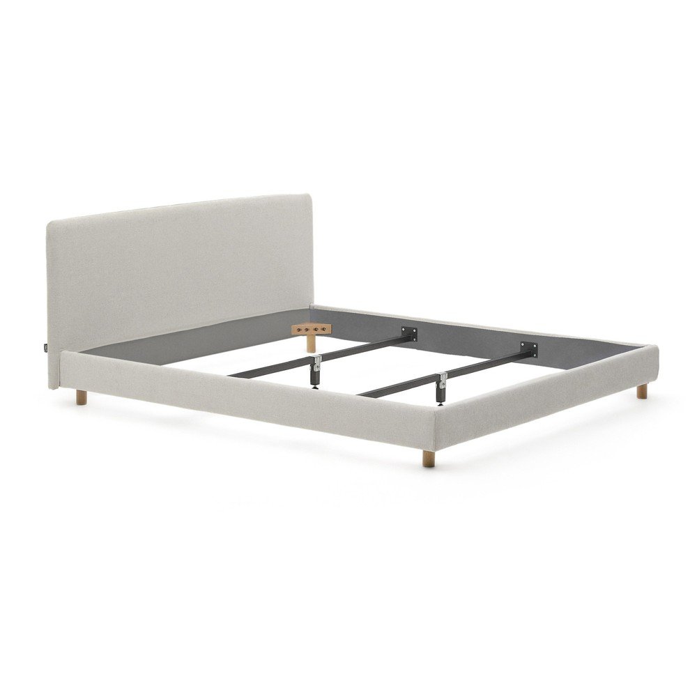 Sivá čalúnená dvojlôžková posteľ bez roštu 180x200 cm Valma – Kave Home