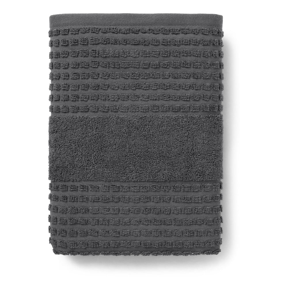 Tmavosivý froté uterák z Bio bavlny 50x100 cm Check – JUNA