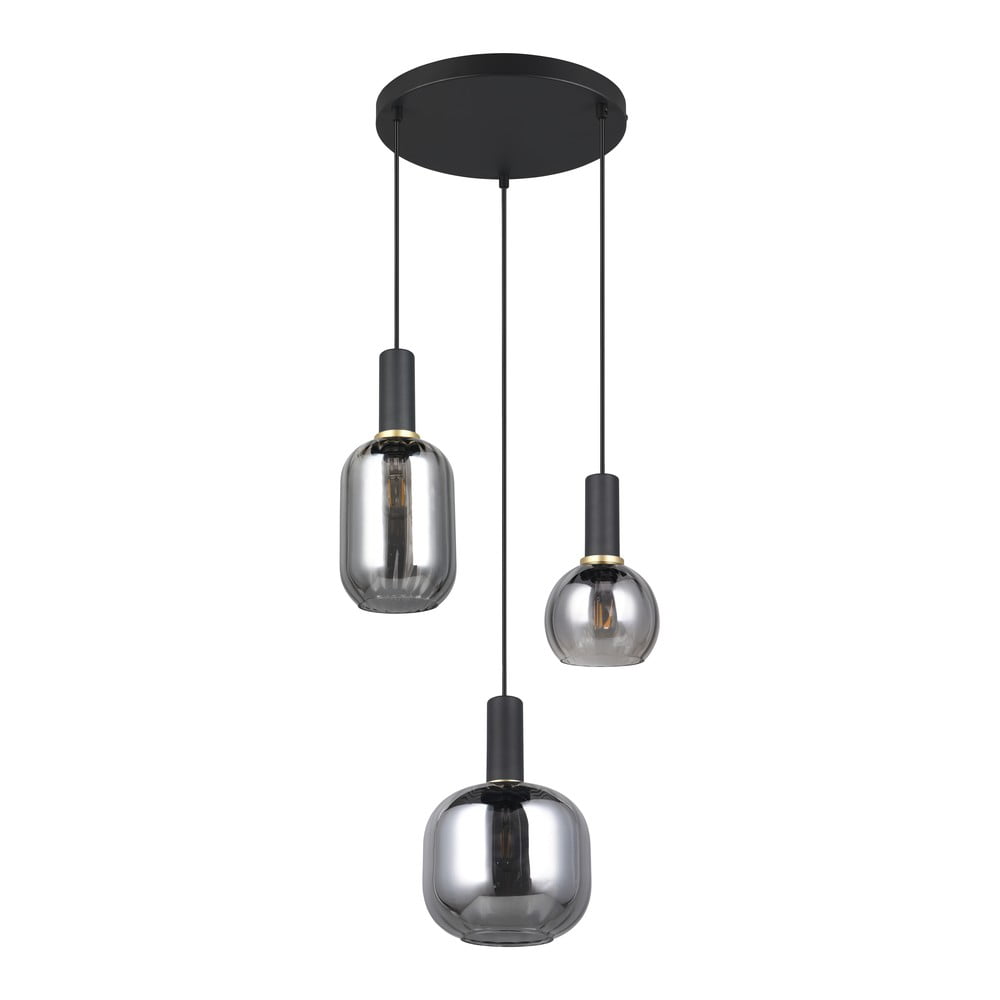 Čierne závesné svietidlo so skleneným tienidlom Diva – Trio