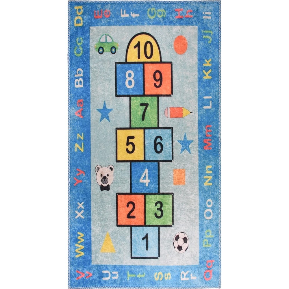 Modrý prateľný detský hrací koberec 80x120 cm Hopscotch Blue – Vitaus