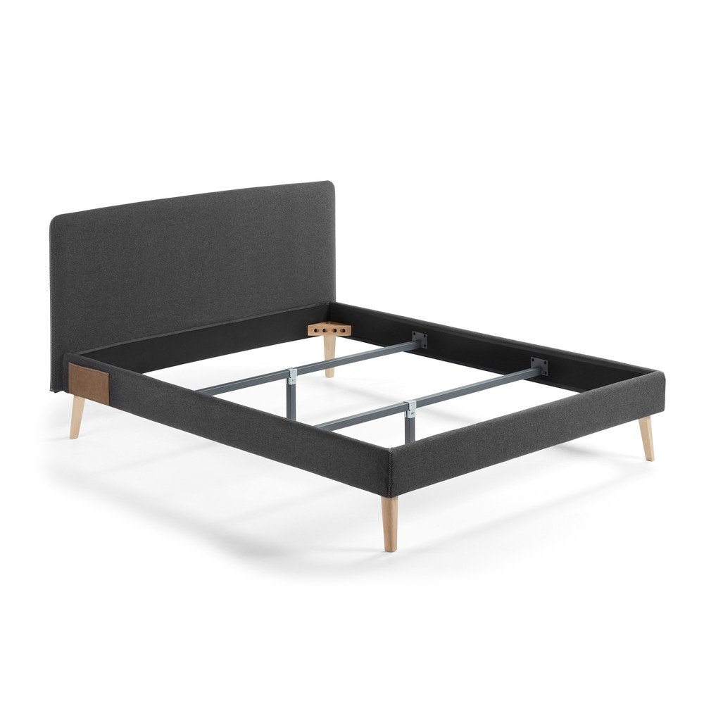 Tmavosivá dvojlôžková posteľ Kave Home Lydia