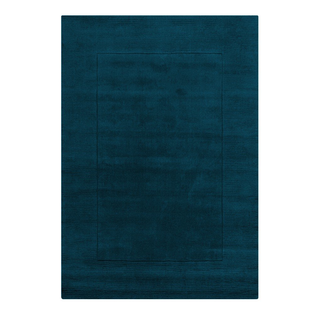 Tmavomodrý ručne tkaný vlnený koberec 120x170 cm Textured Wool Border – Flair Rugs