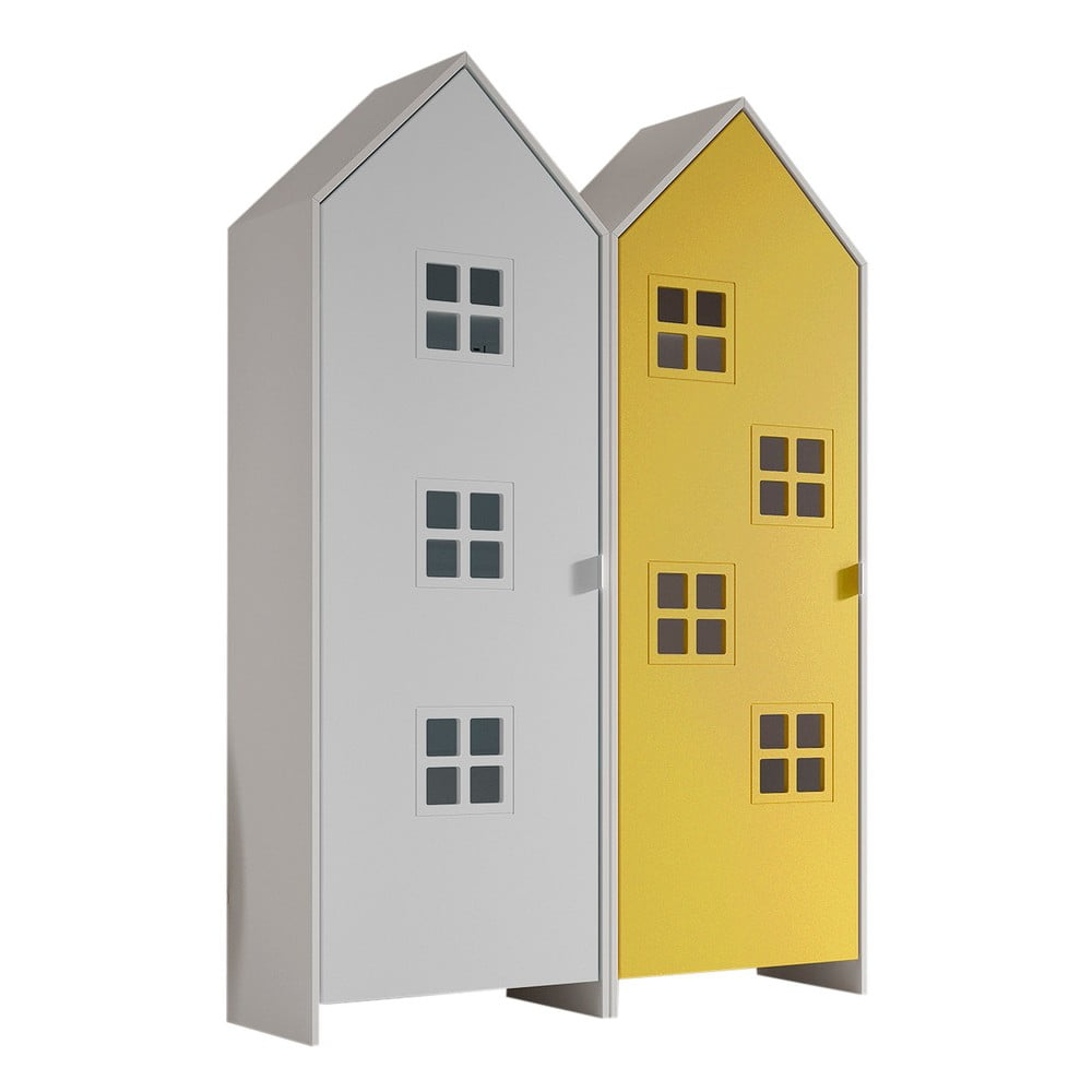 Žlto-biela detská šatníková skriňa 115x171