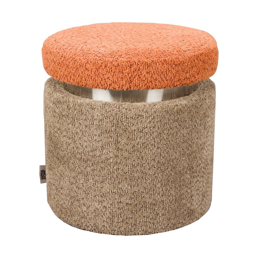 Oranžový/hnedý taburet z textílie buklé Sen – Dutchbone