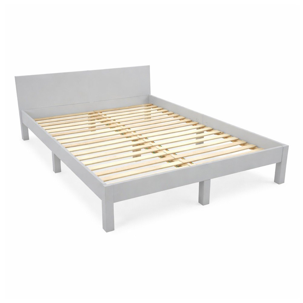 Svetlosivá dvojlôžková posteľ z bukového dreva s roštom 140x200 cm Dabi – Ragaba