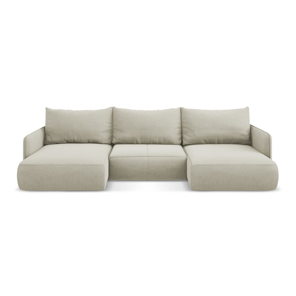 Krémovobiela rozkladacia/s úložným priestorom rohová pohovka Nanea – Makamii