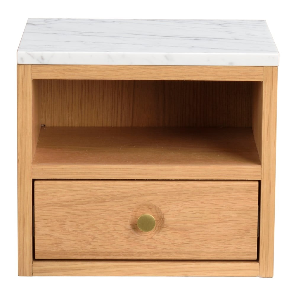 Nočný stolík s doskou v dekore mramoru v prírodnej farbe Whitmore – Rowico