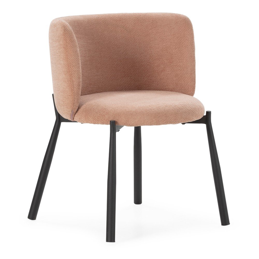 Broskyňové čalúnené jedálenské kreslá v súprave 2 ks Ginny – MOME