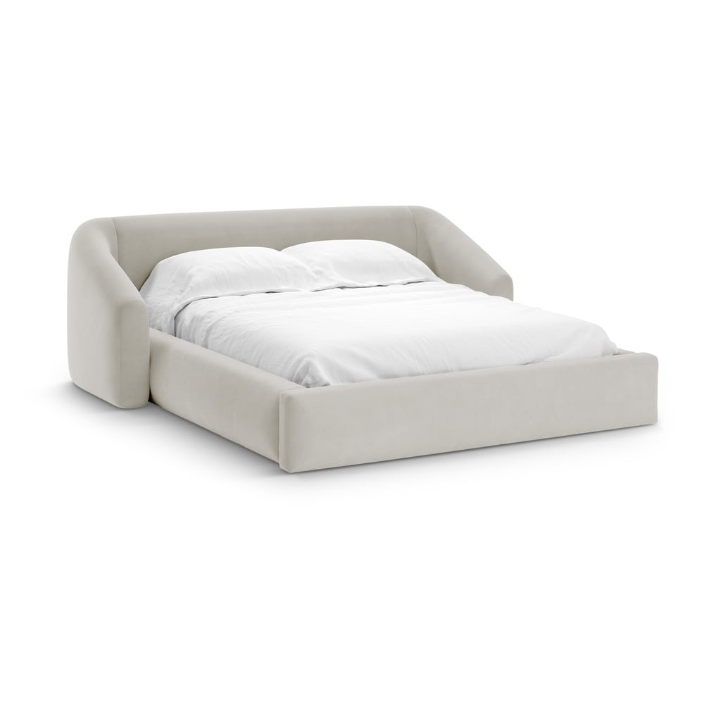 Béžová čalúnená dvojlôžková posteľ s úložným priestorom s roštom 140x200 cm Campi – Cosmopolitan Design