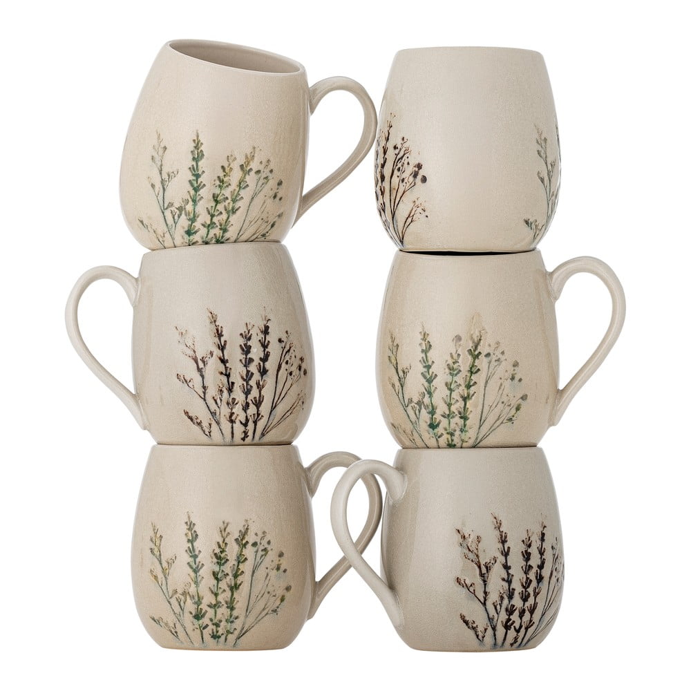 Béžové hrnčeky v súprave 6 ks z kameniny 400 ml Bea – Bloomingville