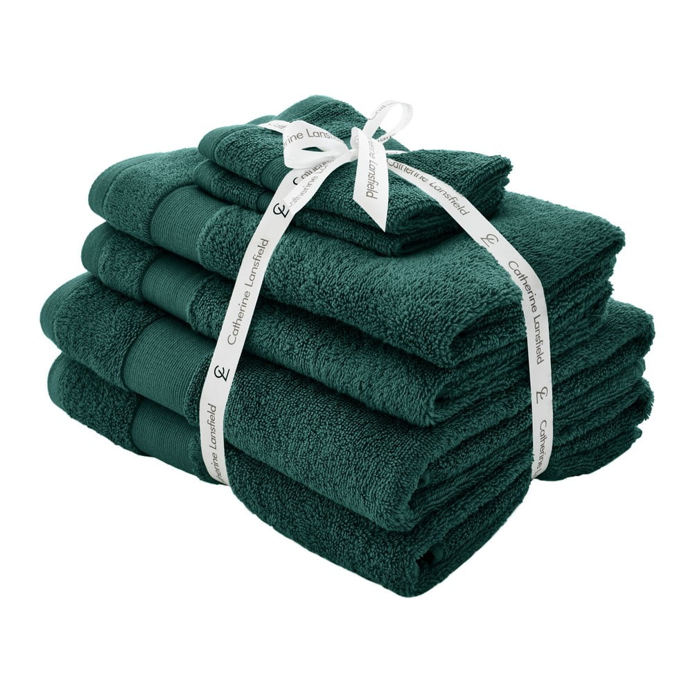 Tmavozelené froté bavlnené uteráky a osušky v súprave 6 ks Anti–Bacterial – Catherine Lansfield